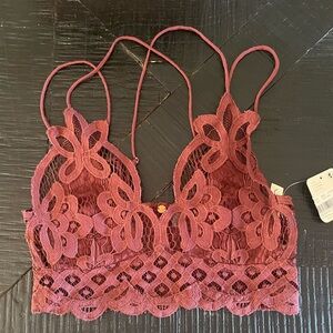 NWT Free People Lace Bralette in Mauve/Deep Rose Size S
